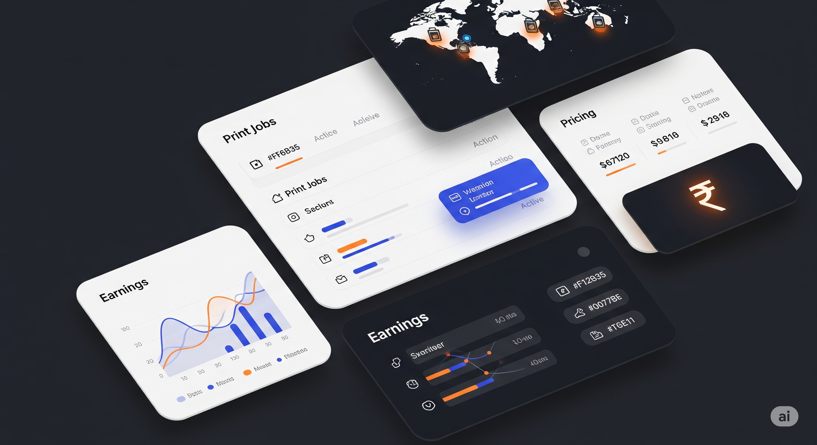 AuX product dashboard mock